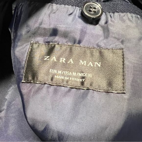 Zara Man Navy Blue STRETCH BLAZER Size Medium EUC - Picture 7 of 11
